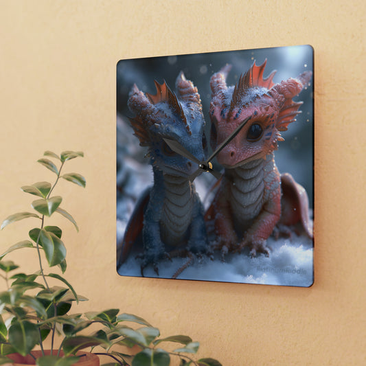"The Twins" Baby Dragons - 1st Edition - ACRYLIC ART WALL CLOCK