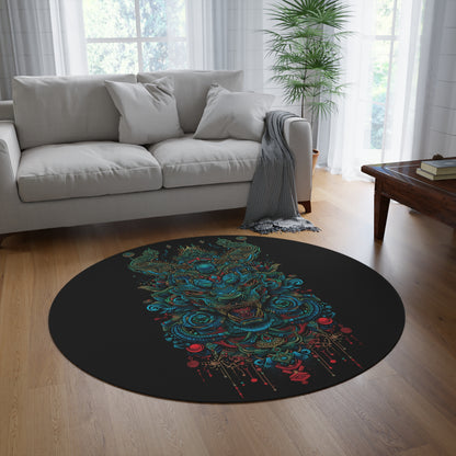 "Abstract-Green" Tiger - ROUND RUG